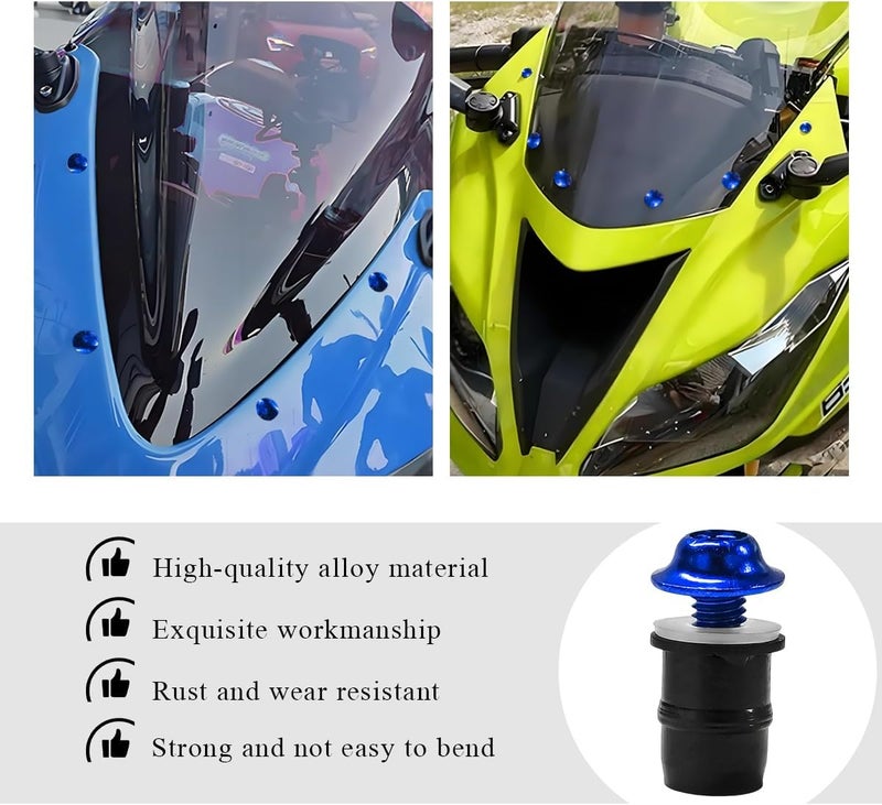 MUQIDA 10 PCS Motorcycle Windshield Bolts Screws Kit, Aluminum Alloy Motorbike Windscreen Body Fasteners, Universal Windshield Mounting Bolts with Wrench for Motorcycle Fairings (Blue) - Image 5